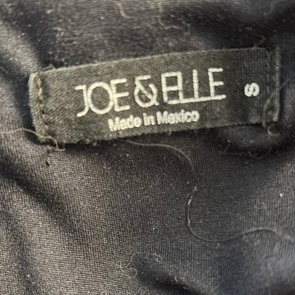 Joe & Elle Black Knit Sheath Dress V-Neck Cap Sleeve Knee Length Size S